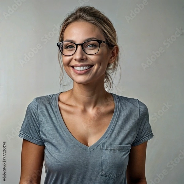 Obraz 眼鏡をかけた金髪の女性