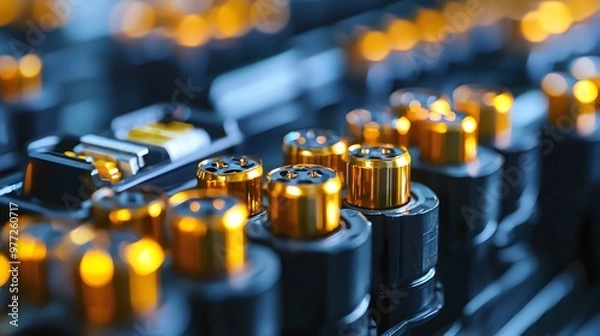 Fototapeta Solid-State Battery Connectors Showcasing Precision Engineering and Advanced Electrical Connectivity