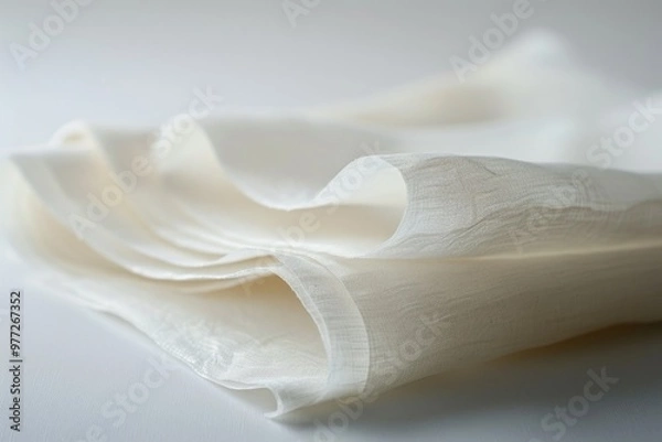 Fototapeta Close-up shot of a folded napkin on a table, suitable for use in still life photography or as a prop in product or food photography