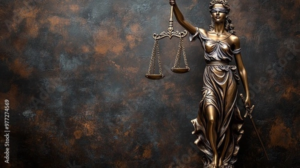 Fototapeta metallic statue of Lady Justice