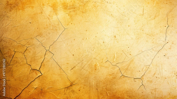 Fototapeta A textured background featuring a cracked, golden surface, ideal for design and art projects that require a warm, rustic touch.
