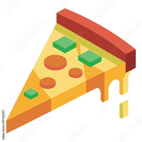 Fototapeta Slice Of Pizza Melted Floating Cartoon Vector Icon Illustration Food Object Icon Isolated Flat