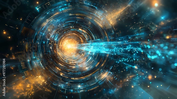 Fototapeta Abstract innovation space travel successful business. future disruption strategy for time and space travel portal gateway. Space Exploration. Illustration