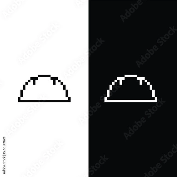 Fototapeta pixel hard hat icon. Vector pixel art hardhat working helmet 8 bit logo for game