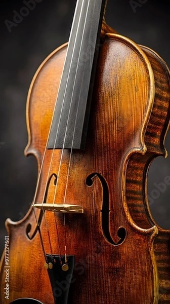 Obraz Closeup Violin Detail  F Hole  String Instrument  Wood Grain