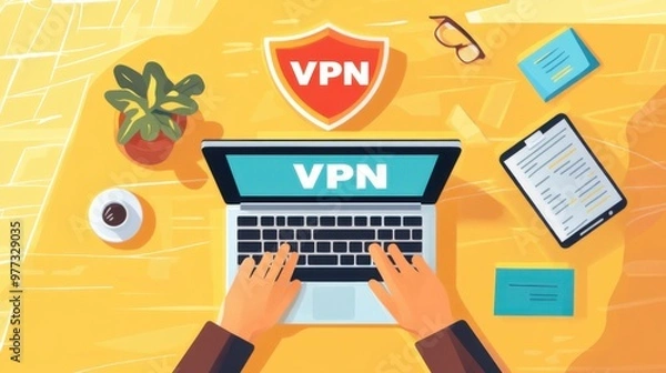 Obraz VPN - Virtual Private Network - Cyber Security and Privacy Data Encryption