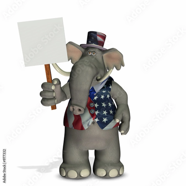 Obraz political elephant with blank sign