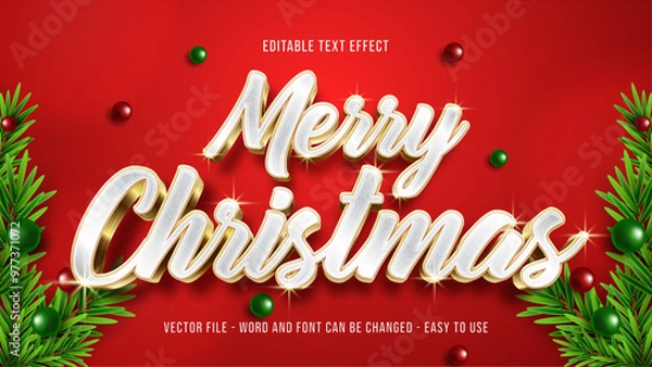 Obraz Editable text style effect merry christmas, luxury text style effect