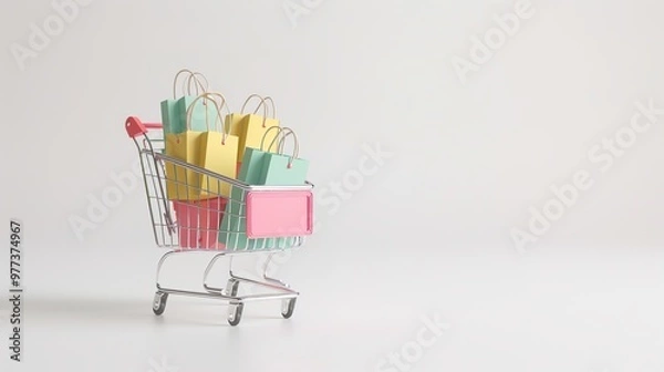 Fototapeta A shopping item is placed on a clean and tidy white background. This item may be a fashionable garment or accessory with a unique pattern.. The color of the item stands out against a white background 