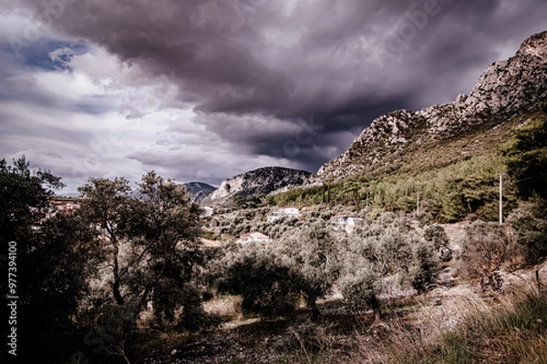Obraz clouds over the mountains in autumn