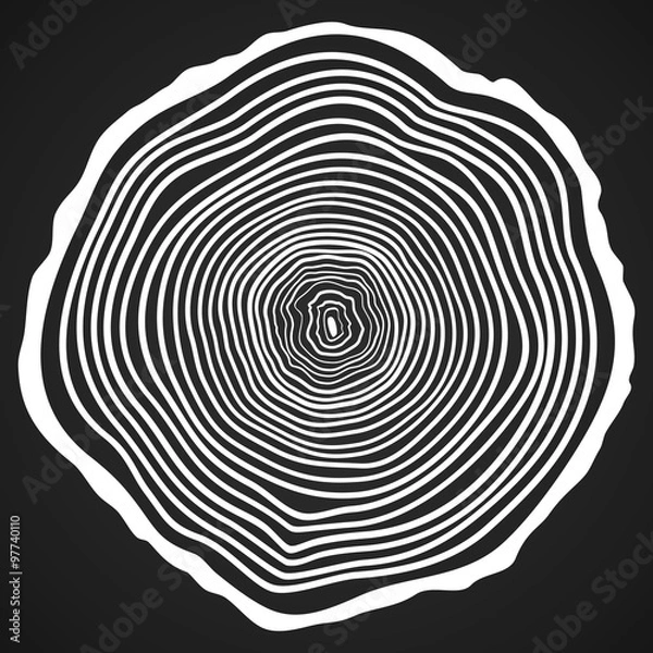 Fototapeta Vector Tree Rings Background and Saw Cut Tree Trunk.
