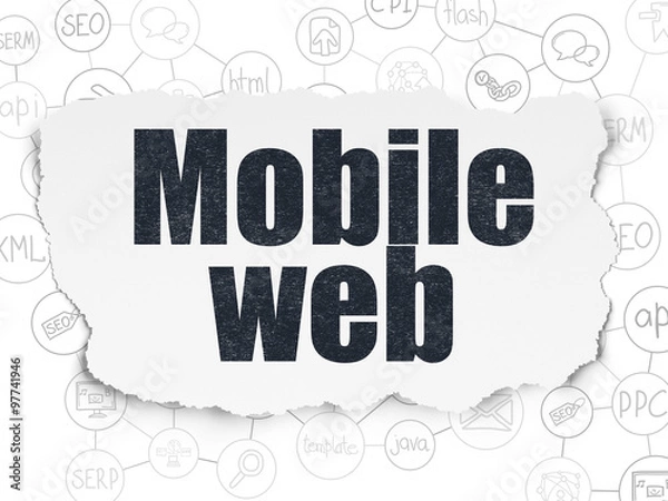 Fototapeta Web design concept: Mobile Web on Torn Paper background