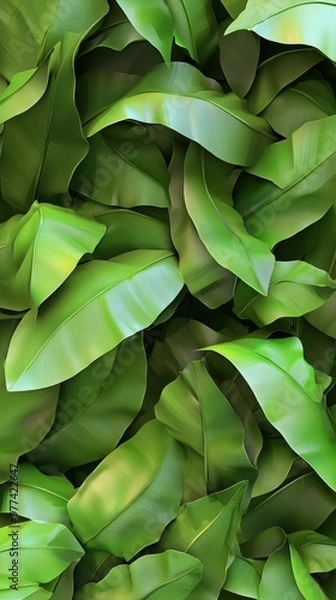 Fototapeta Lush green leaves create a vibrant carpet of nature's beauty on a sunlit forest floor
