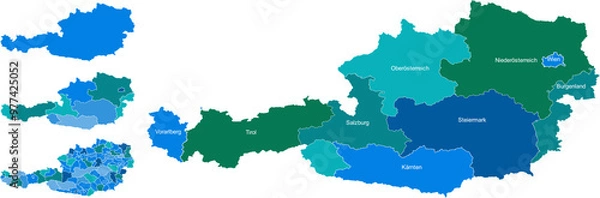Fototapeta AUSTRIA MAP with its administrative divisions and regions