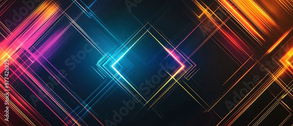 Fototapeta Abstract vector background with sleek futuristic gaming console graphics, neon lights and geometric shapes, bold and modern digital design