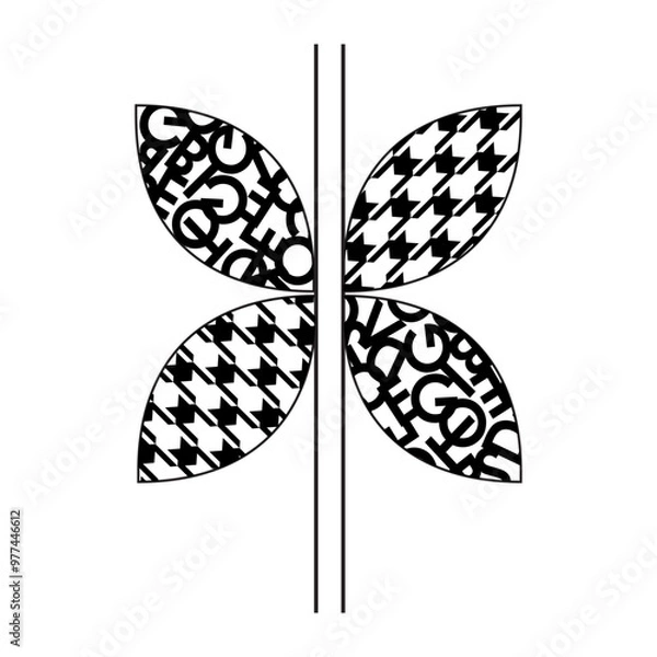 Fototapeta butterfly vector font alphabet line abstract background pattern design 