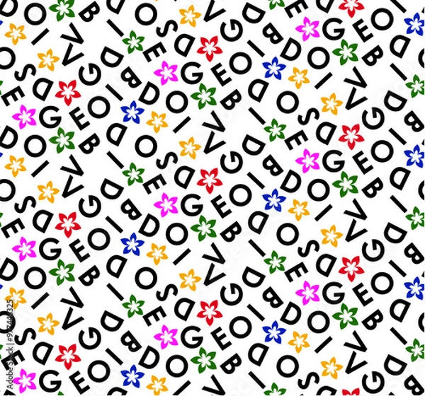 Fototapeta black writing font alphabet pattern and color star pattern design background texture print