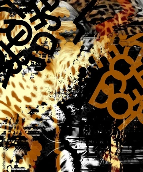Obraz geometric leopard print writing word font color brush pattern background texture print design