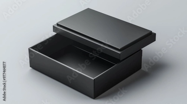 Fototapeta Template for black product boxes. Mockups of opened and closed boxes