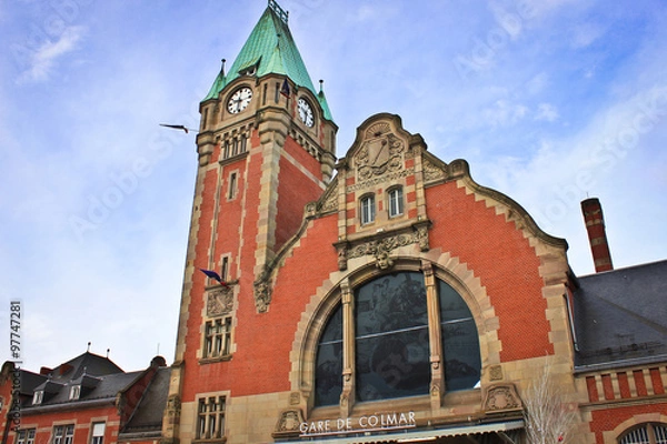 Obraz Tower with clock on railway staion
