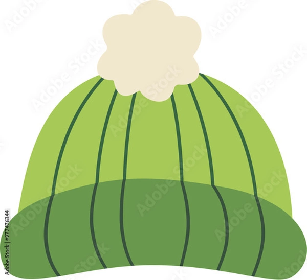 Obraz Green winter hat with white Pom Pom