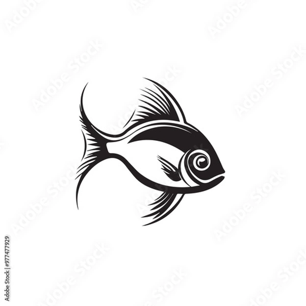 Fototapeta fish in cartoon, doodle style . Image for t-shirt, web, mobile apps and ui. Isolated 2d vector illustration in logo, icon, sketch style, Eps 10, black and white. AI Generative