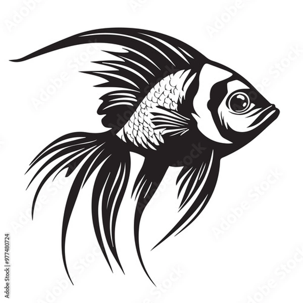 Obraz fish in cartoon, doodle style . Image for t-shirt, web, mobile apps and ui. Isolated 2d vector illustration in logo, icon, sketch style, Eps 10, black and white. AI Generative