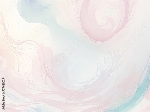 Fototapeta Flowing pattern background with gentle blended strokes in a range of pastel colors, modeled after the technique of watercolor painting