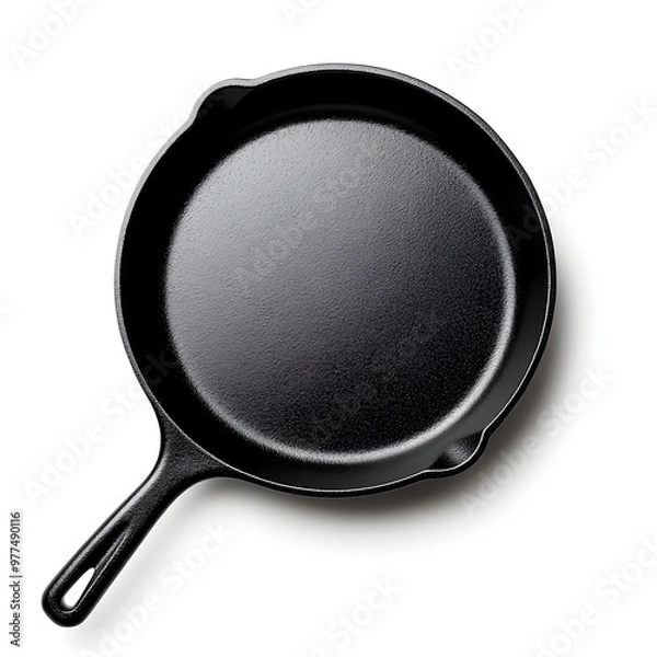 Fototapeta Macro Shot of a Perfect Cast Iron Frying Pan on White Background