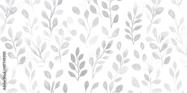 Fototapeta This seamless pattern features a mosaic of monochrome leaves and an elegant floral background for fabric, print, cover, banner, invitation, wrapping, and wall art.