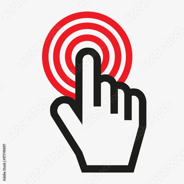 Obraz Computer hand cursor that makes choices and is aimed at a target