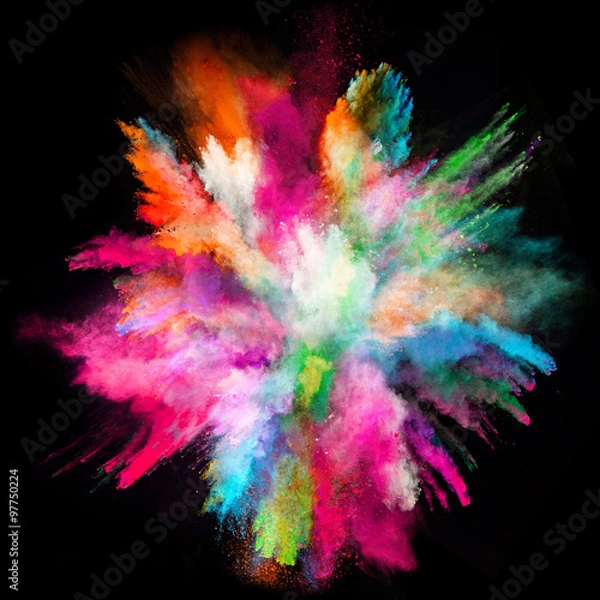 Fototapeta Wprowadził kolorowy proszek na czarnym tle