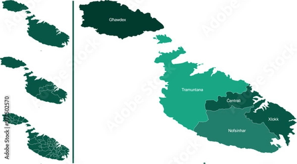 Fototapeta MALTA MAP with its administrative divisions and regions	
