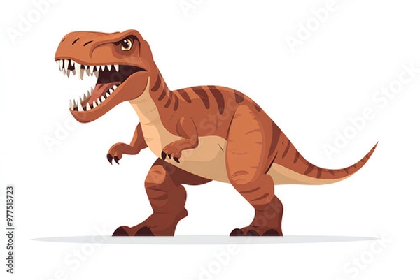 Fototapeta A cartoon-style illustration of a Tyrannosaurus rex dinosaur with a fierce expression.