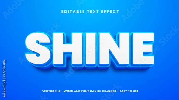 Fototapeta Editable text effect with bright blue 3D style