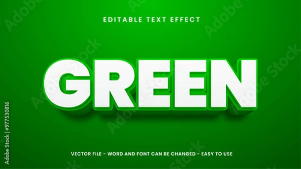 Fototapeta Editable text effect with green 3D style
