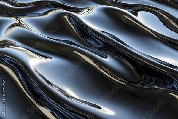 Fototapeta A stock illustration of an abstract background made up of endless waves of gray shiny lines that could be used as wallpaper