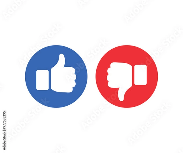 Fototapeta Thumbs up and thumbs down icon. Like and dislike. Set of thumb up icons vector design and illustration. 



