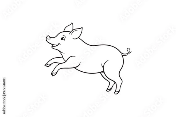 Fototapeta Pig line art silhouette vector illustration, Pig line art silhouette vector, Pig line art 