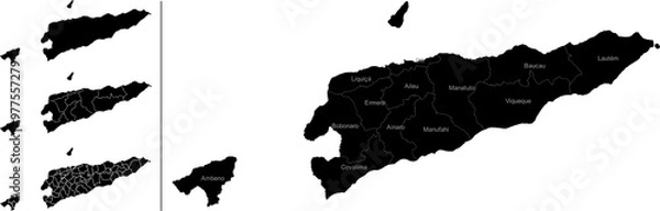 Fototapeta EAST TIMOR MAP WITH DIVISIONS MAP 2D ILUSTRATION WITH DIVISIONS COUNTIES STATES