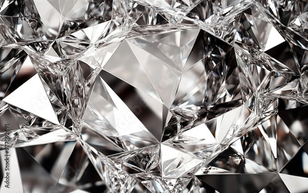 Fototapeta A close-up shot of a sparkling diamond, showcasing its intricate facets and brilliance.