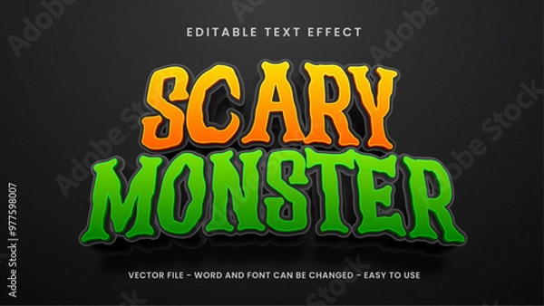 Fototapeta Editable text effect with scary monster 3D style