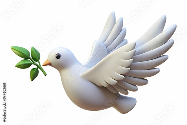 Fototapeta 3D Isolated Peace Dove Vector with Olive Branch Symbolizing Peace and Freedom for Human Rights Day - Minimalist Infographic Design