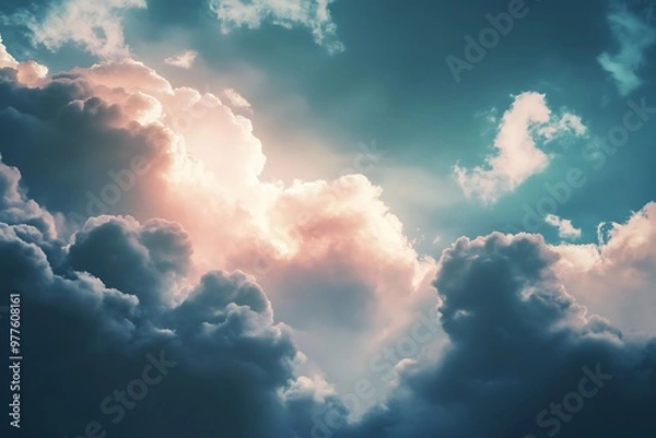 Fototapeta Dramatic Cloudscape with Sunlight Breaking Through