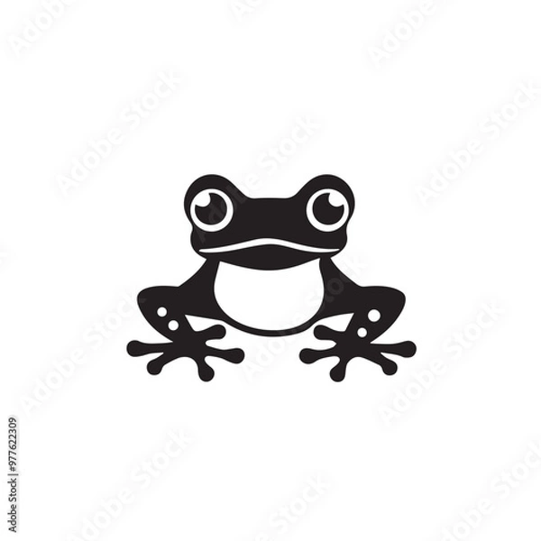 Fototapeta Frog in cartoon, doodle style . Image for t-shirt, web, mobile apps and ui. Isolated 2d vector illustration in logo, icon, sketch style, Eps 10, black and white. AI Generative