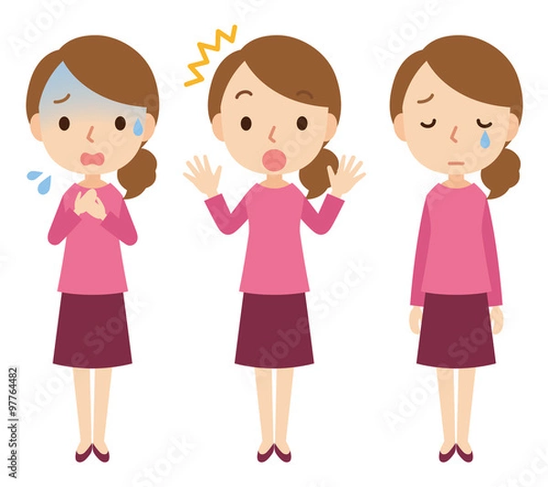 Fototapeta 女性　表情　ポーズ　セット