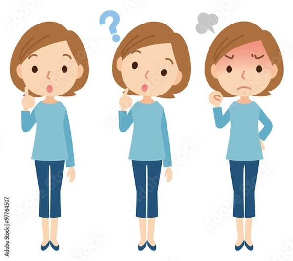 Fototapeta 女性　表情　ポーズ　セット