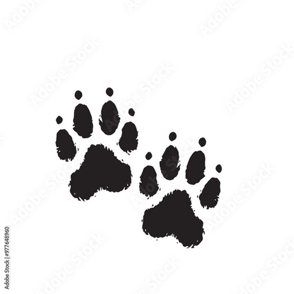 Fototapeta Paw print vector silhouette. Paw print logo, icon. Cat footprint vector design. paw print vector isolated on white background.