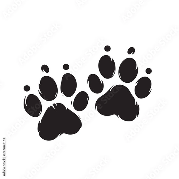 Obraz Paw print vector silhouette. Paw print logo, icon. Cat footprint vector design. paw print vector isolated on white background.