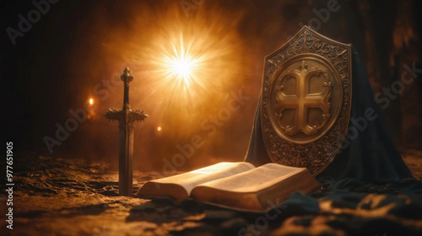 Obraz The Bible is the shield of faith and the sword of the spirit. Apostle Paul. New Testament.